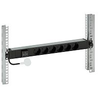 PDU - Блок распределения питания - 6 розеток 2К+3 - немецкий стандарт - амперметр - шнур питания 3м - 19'' - 16А | код 646841 |  Legrand